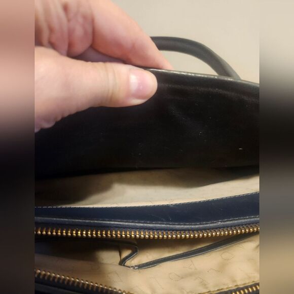 Radley London "Liverpool" Navy Blue  Leather Satchel/Crossbody Bag Ret.$348 - Picture 8 of 15